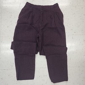 Vintage Jones New York Tweed Houndstooth Wool Trousers Maroon Black Size 10